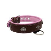 Carved diamond-shaped motif and oval carved flower with leather inlay – KD01055/65/40/BR/10
