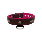 Carved diamond-shaped motif and oval carved flower with leather inlay – KD01055/65/40/BR/13