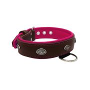 Carved diamond-shaped motif and oval carved flower with leather inlay – KD01055/65/40/BR/13