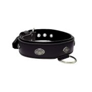 Carved diamond-shaped motif and oval carved flower with leather inlay – KD01055/70/40/BK/01