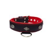 Carved diamond-shaped motif and oval carved flower with leather inlay – KD01055/70/40/BK/04