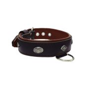 Carved diamond-shaped motif and oval carved flower with leather inlay – KD01055/70/40/BK/08
