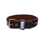Carved diamond-shaped motif and oval carved flower with leather inlay – KD01055/70/40/BK/08