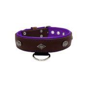 Carved diamond-shaped motif and oval carved flower with leather inlay – KD01055/70/40/BR/07