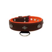 Carved diamond-shaped motif and oval carved flower with leather inlay – KD01055/70/40/BR/11
