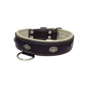 Carved diamond-shaped motif and oval carved flower with leather inlay – KD01055/75/40/BK/09
