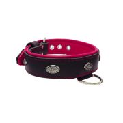 Carved diamond-shaped motif and oval carved flower with leather inlay – KD01055/75/40/BK/13