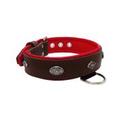 Carved diamond-shaped motif and oval carved flower with leather inlay – KD01055/75/40/BR/04