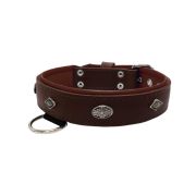 Carved diamond-shaped motif and oval carved flower with leather inlay – KD01055/75/40/BR/08