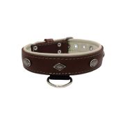 Carved diamond-shaped motif and oval carved flower with leather inlay – KD01055/75/40/BR/09