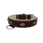 Carved diamond-shaped motif and oval carved flower with leather inlay – KD01055/75/40/BR/09