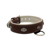 Carved diamond-shaped motif and oval carved flower with leather inlay – KD01055/75/40/BR/09