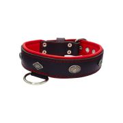 Carved diamond-shaped motif and oval carved flower with leather inlay – KD01055/80/40/BK/04