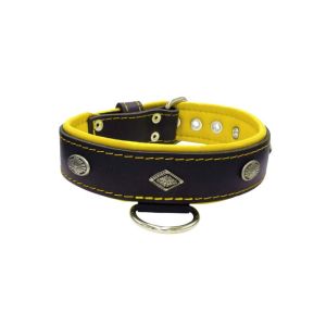 Carved diamond-shaped motif and oval carved flower with leather inlay – KD01055/80/40/BK/06