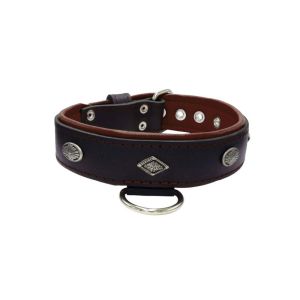 Carved diamond-shaped motif and oval carved flower with leather inlay – KD01055/80/40/BK/08