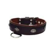 Carved diamond-shaped motif and oval carved flower with leather inlay – KD01055/80/40/BK/08