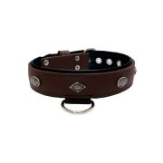 Carved diamond-shaped motif and oval carved flower with leather inlay – KD01055/80/40/BR/01