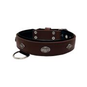 Carved diamond-shaped motif and oval carved flower with leather inlay – KD01055/80/40/BR/01