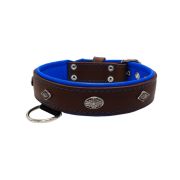 Carved diamond-shaped motif and oval carved flower with leather inlay – KD01055/80/40/BR/03