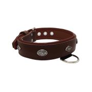 Carved diamond-shaped motif and oval carved flower with leather inlay – KD01055/80/40/BR/08