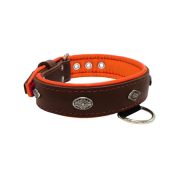 Carved diamond-shaped motif and oval carved flower with leather inlay – KD01055/80/40/BR/11
