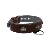 Carved diamond-shaped motif and oval carved flower with leather inlay – KD01055/80/40/BR/12