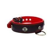 Oval carved shield motif with 2 rhinestones and round rose-colored gem with leather inlay – KD01056/65/40/BK/04
