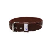 Oval carved shield motif with 2 rhinestones and round rose-colored gem with leather inlay – KD01056/65/40/BR/08
