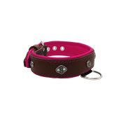 Oval carved shield motif with 2 rhinestones and round rose-colored gem with leather inlay – KD01056/65/40/BR/13