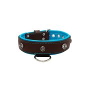 Oval carved shield motif with 2 rhinestones and round rose-colored gem with leather inlay – KD01056/65/40/BR/14
