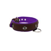 Oval carved shield motif with 2 rhinestones and round rose-colored gem with leather inlay – KD01056/75/40/BR/07