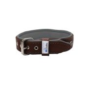 Oval carved shield motif with 2 rhinestones and round rose-colored gem with leather inlay – KD01056/75/40/BR/12