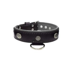Carved round shield motif with Inca symbol and oval hammered stones with leather inlay – KD01057/65/40/BK/12