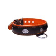 Carved round shield motif with Inca symbol and oval hammered stones with leather inlay – KD01057/75/40/BK/11
