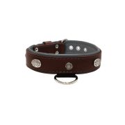 Carved round shield motif with Inca symbol and oval hammered stones with leather inlay – KD01057/75/40/BR/12