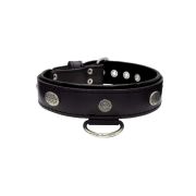 Carved round shield motif with Inca symbol and oval hammered stones with leather inlay – KD01057/80/40/BK/01
