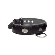 Carved round shield motif with Inca symbol and oval hammered stones with leather inlay – KD01057/80/40/BK/12