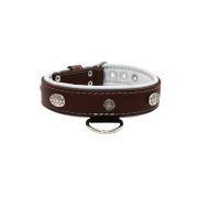 Carved round shield motif with Inca symbol and oval hammered stones with leather inlay – KD01057/80/40/BR/02