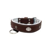 Carved round shield motif with Inca symbol and oval hammered stones with leather inlay – KD01057/80/40/BR/02
