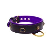 Oval black gemstone and round carved stones in bronze finish with leather inlay – KD01058/65/40/BK/07