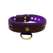 Oval black gemstone and round carved stones in bronze finish with leather inlay – KD01058/70/40/BR/07