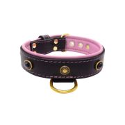Oval black gemstone and round carved stones in bronze finish with leather inlay – KD01058/80/40/BK/10