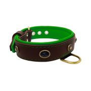 Oval black gemstone and round carved stones in bronze finish with leather inlay – KD01058/80/40/BR/05