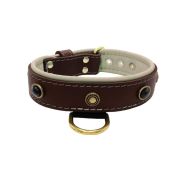 Oval black gemstone and round carved stones in bronze finish with leather inlay – KD01058/80/40/BR/09