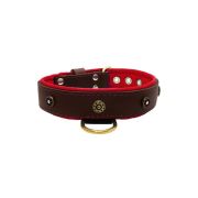 Flower-shaped motif with rhinestones and carved round shield with leather inlay – KD01059/65/40/BR/04