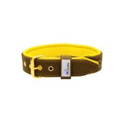 Motivo en forma de flor con strass y escudo redondo tallado con incrustaciones de cuero – KD01059/65/40/BR/06