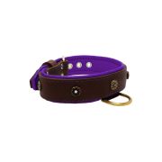 Flower-shaped motif with rhinestones and carved round shield with leather inlay – KD01059/65/40/BR/07