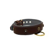 Flower-shaped motif with rhinestones and carved round shield with leather inlay – KD01059/65/40/BR/12