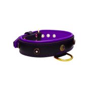 Flower-shaped motif with rhinestones and carved round shield with leather inlay – KD01059/70/40/BK/07