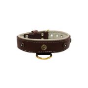 Flower-shaped motif with rhinestones and carved round shield with leather inlay – KD01059/75/40/BR/09